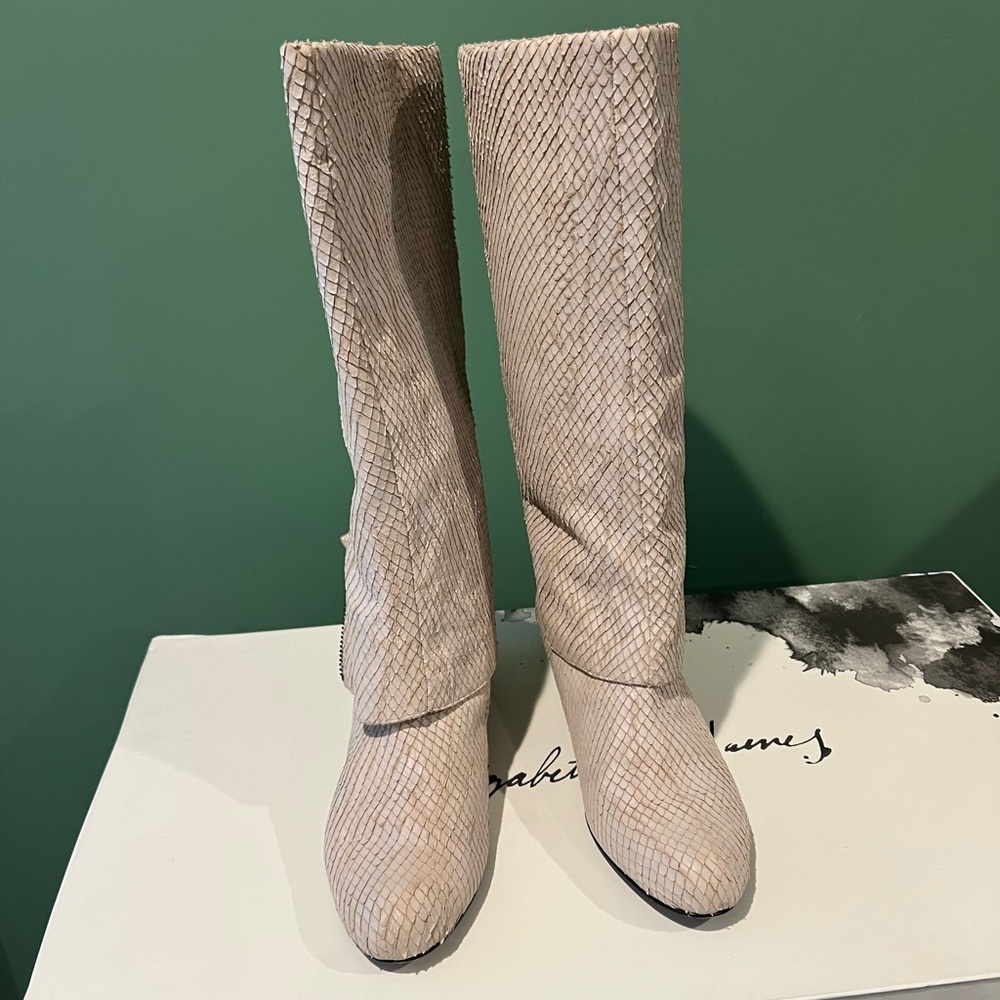 Women's Cream Snakeskin Boots